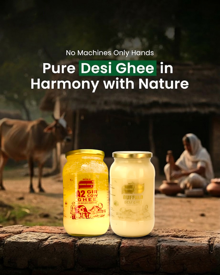 A2 Gir Cow Ghee and Buffalo Desi Ghee - Combo Pack (1ltr+1ltr)